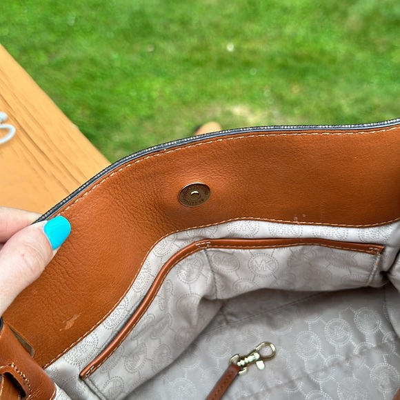 Michael Kors Hamilton Satchel Bag with Gold Chain - Brown - Picture 8 of 15